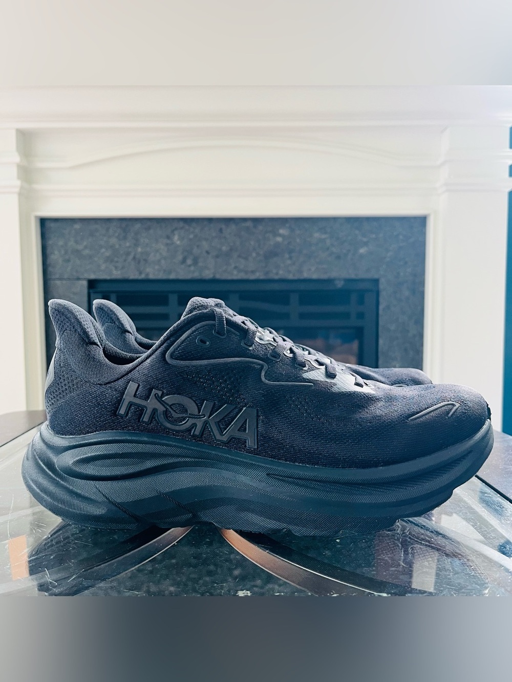 Sz 10 WIDE Hoka Clifton 10 men's running shoes Triple Black 1162032/BBLC